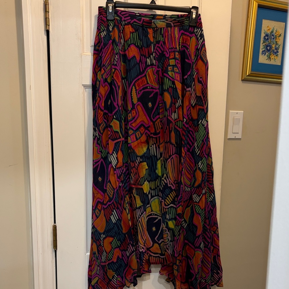Vintage Designer Bob Mackie Collection II 100% Silk Multicolored Maxi Skirt - Picture 9 of 12